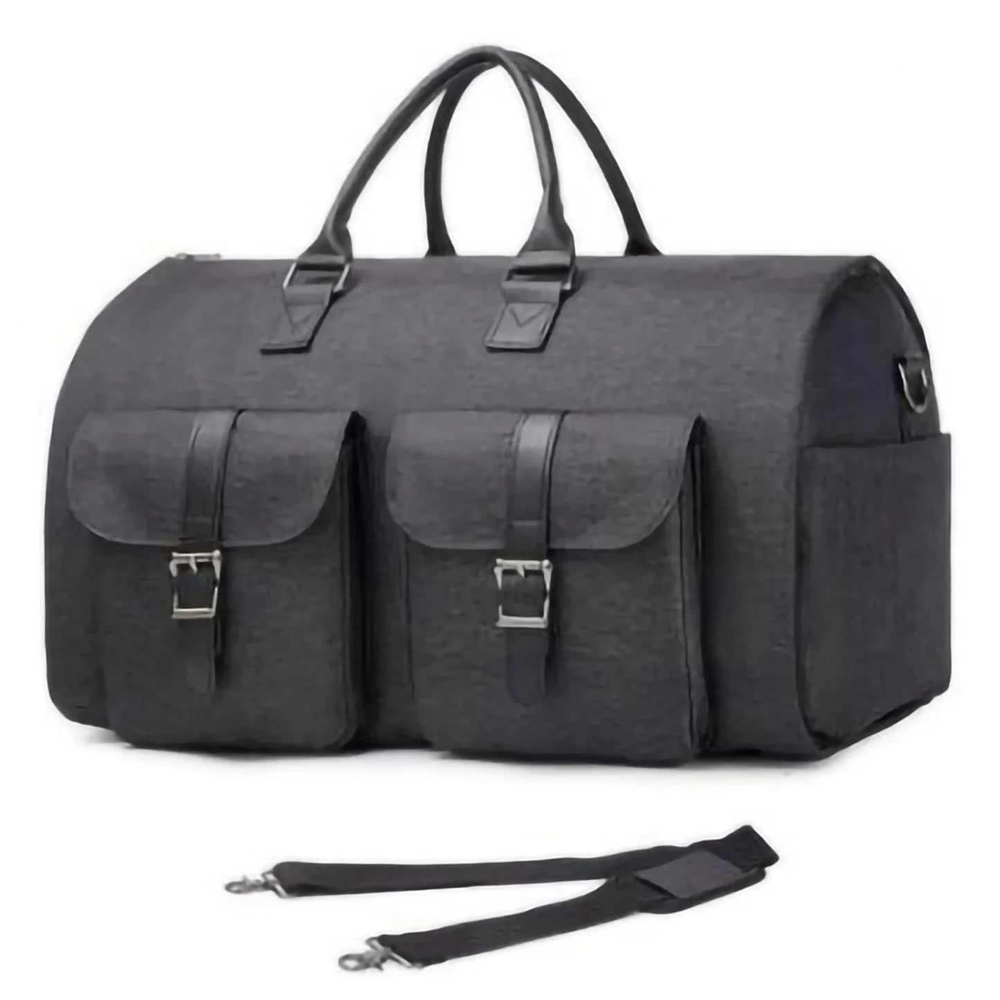 Leather Foldable Duffle Bag Suit Travel Bag Waterproof Large Capacity Portable Flight Bag with Shoulder Strap for Men Women