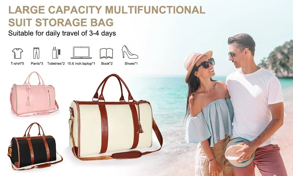 2025 Fashion Large PU Folding Suit Storage Bag Women High Capacity Luggage Handbag Travel Sport Outdoor Multi Function Organizer