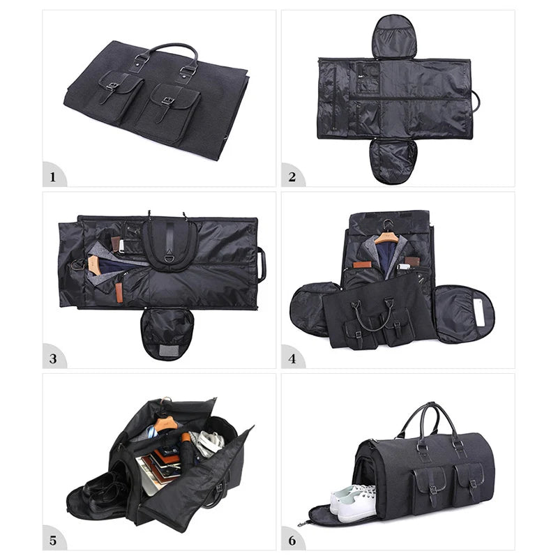 Men's Hand Luggage Bag Sport Travel Bags Large Capacity Garment Handbag Folding Business Shoulder Bags Shoes Compartment XM137