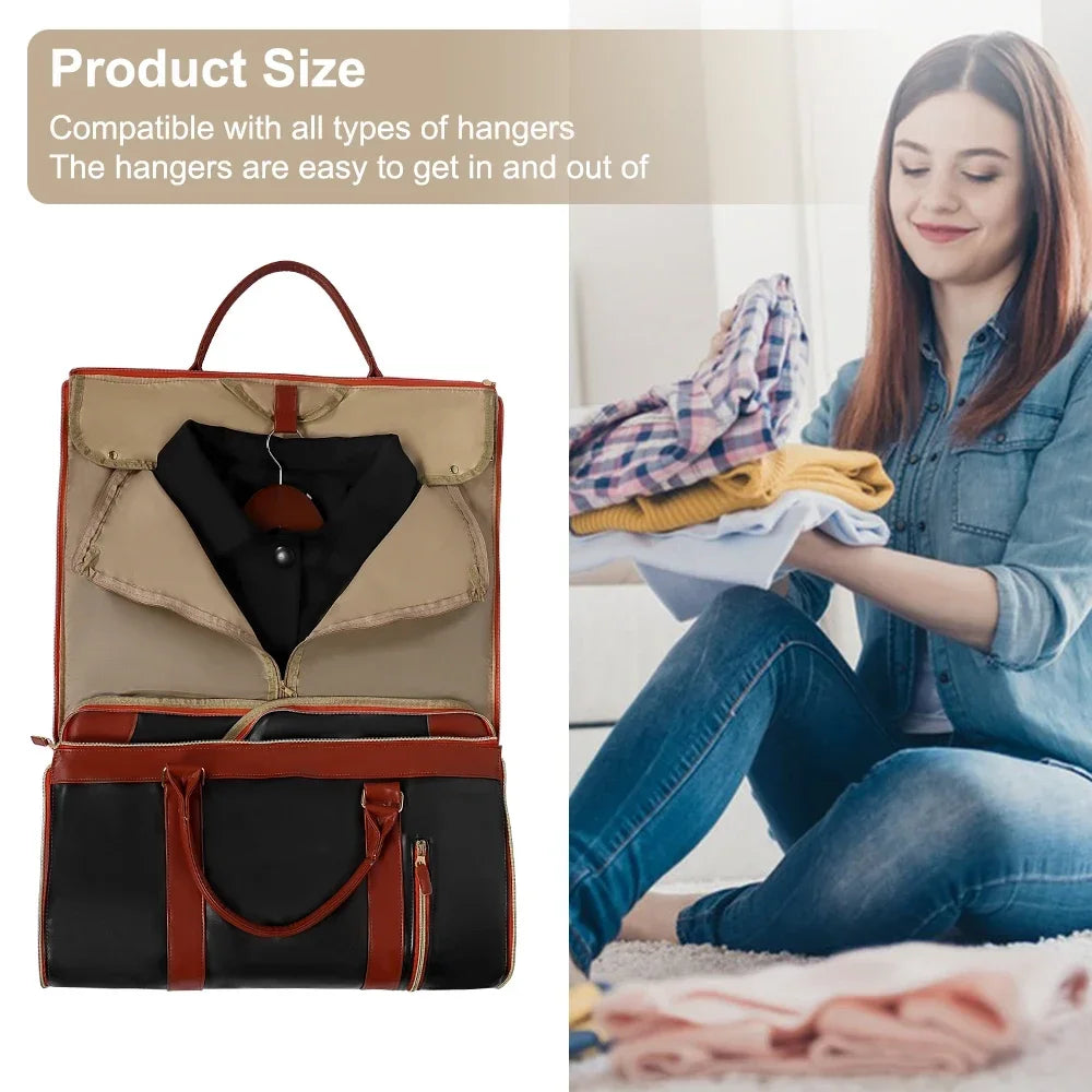 2025 Fashion Large PU Folding Suit Storage Bag Women High Capacity Luggage Handbag Travel Sport Outdoor Multi Function Organizer