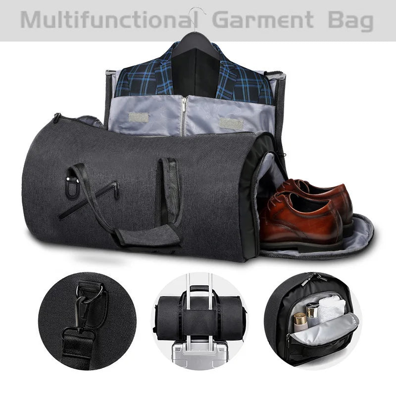 Men's Hand Luggage Bag Sport Travel Bags Large Capacity Garment Handbag Folding Business Shoulder Bags Shoes Compartment XM137