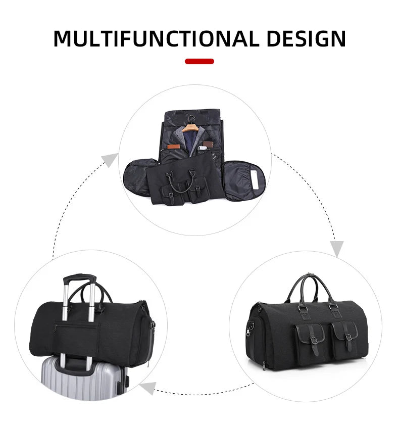 Men's Hand Luggage Bag Sport Travel Bags Large Capacity Garment Handbag Folding Business Shoulder Bags Shoes Compartment XM137